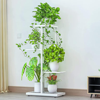 LINZINAR Plant Stand Indoor Outdoor Corner 4 Tier Metal Plant Shelf Patio Plant Rack for Garden Corner Balcony Living Room