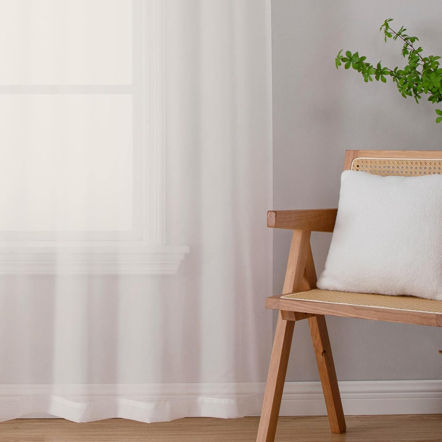 Chyhomenyc Sheer White Valances for Windows 2 Pack, Small Window Curtains for Living Room Bathroom Cafe Laundry Basement, Modern Top Dual Rod Pocket Voile Curtain, 42W x 14L inches, White - Colors C