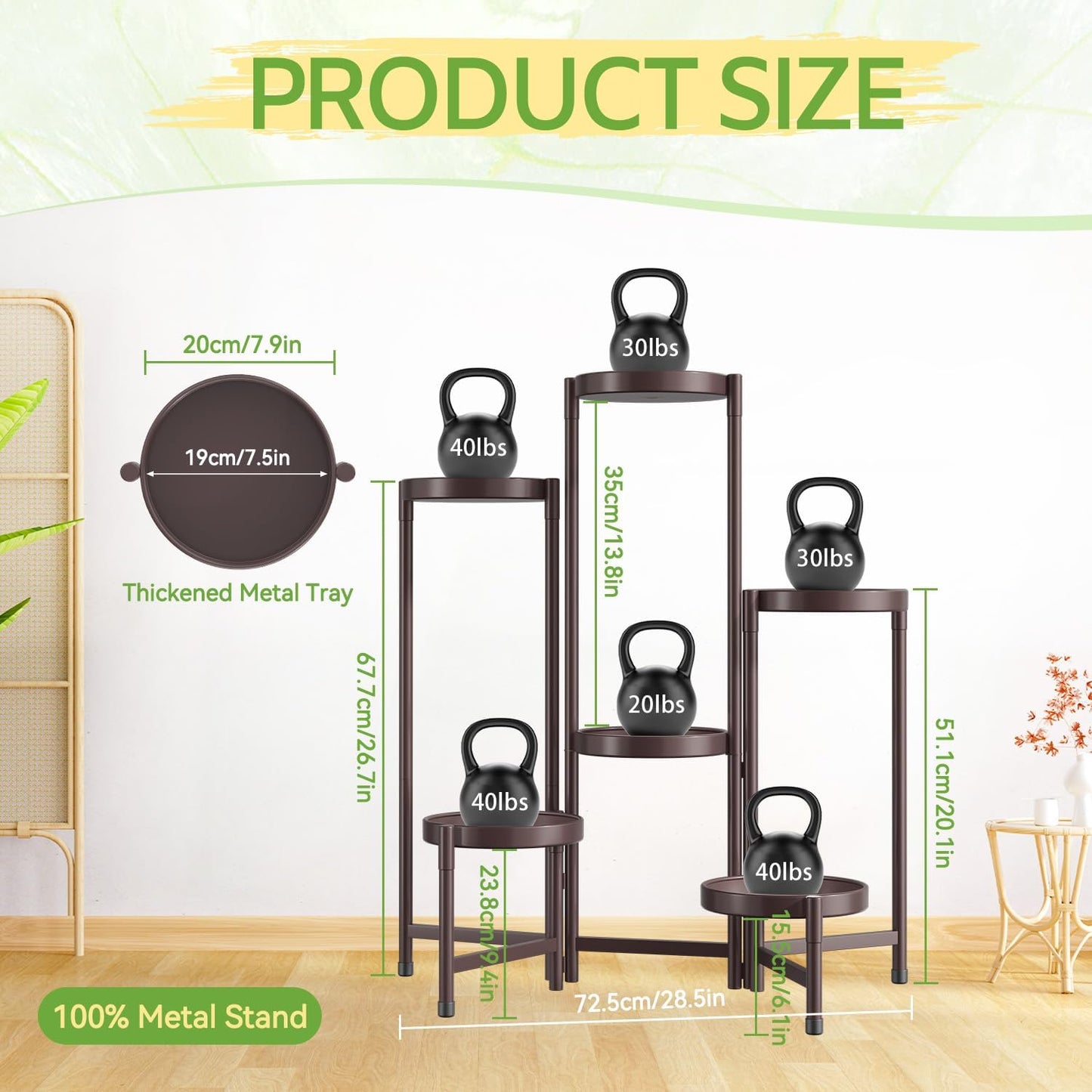 iDavosic.ly Plant Stand Indoor Outdoor, 5 Tier Corner Metal Flower Display Holder Shelf, Folding Tall Orchid Rack for Patio Balcony Porch Garden Living Room House, Black