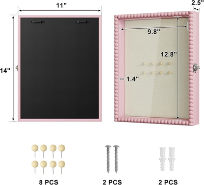 Love-KANKEI Shadow Box Frame 11x14, Deep Large Shadow Box Display Case with Unique Beads Door and Glass Window, Wood Memory Box for Pictures,Medals,Memorabilia,Collections White