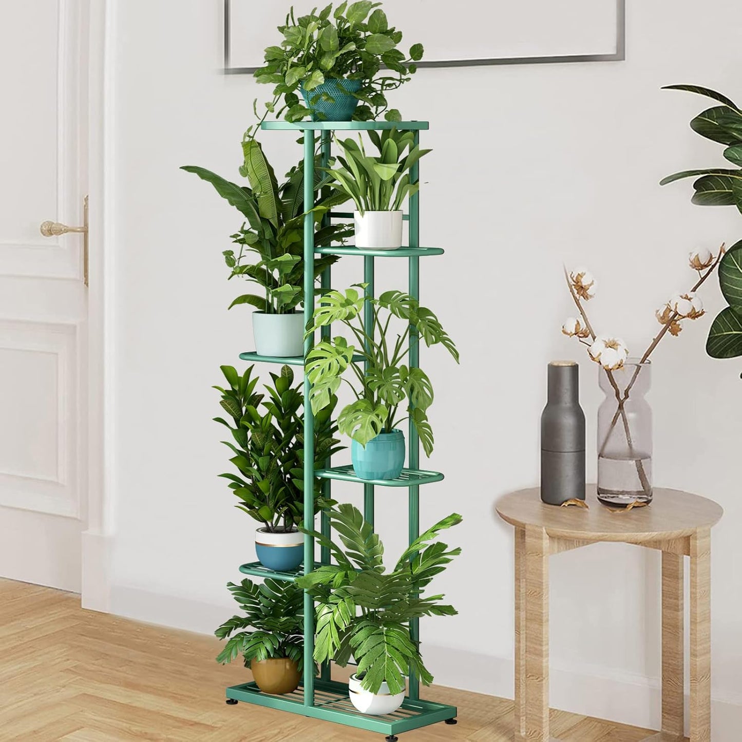 LINZINAR Plant Stand Indoor Outdoor Corner 4 Tier Metal Plant Shelf Patio Plant Rack for Garden Corner Balcony Living Room