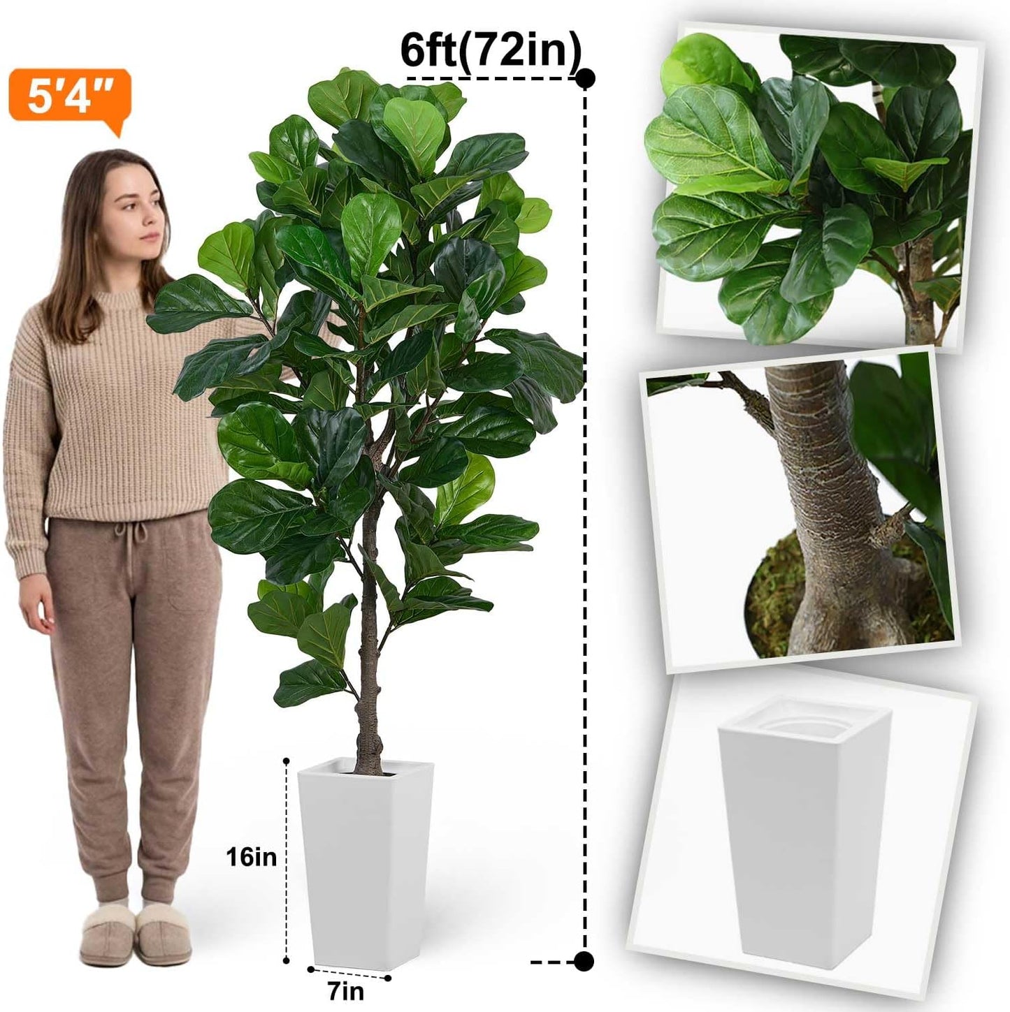 Aveyas 7ft Artificial Olive Tree for Home Decor, 7 Feet Large Faux Plant Fake Skinny Silk Trees with Pot for Indoor Outdoor House Living Room Office (7 ft Tall Including Raised Pot)