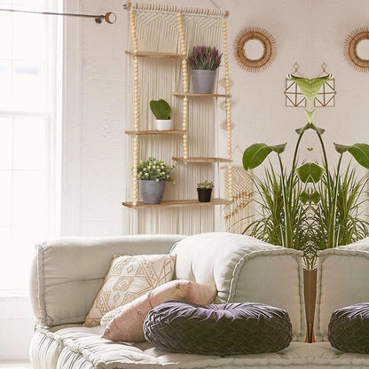 Flber 2 Pcs Macrame Wall Hanging Boho Wall Decor Handmade Macrame Art Tapestry Wedding Macrame Backdrop 13.7" W x 51" L For Living room Bedroom Headboard Decor