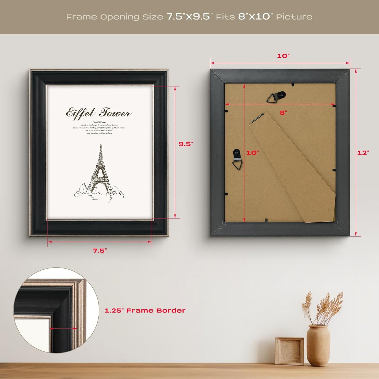 Golden State Art, 11x14 Photo Frame with Mat for Pictures 8x10 and Real Glass (Dark Gold Brown & Bronze Pewter Panel with White Color Mat, 1.25 Inch Frame Border)