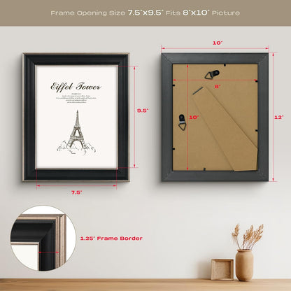 Golden State Art, 11x14 Photo Frame with Mat for Pictures 8x10 and Real Glass (Dark Gold Brown & Bronze Pewter Panel with White Color Mat, 1.25 Inch Frame Border)