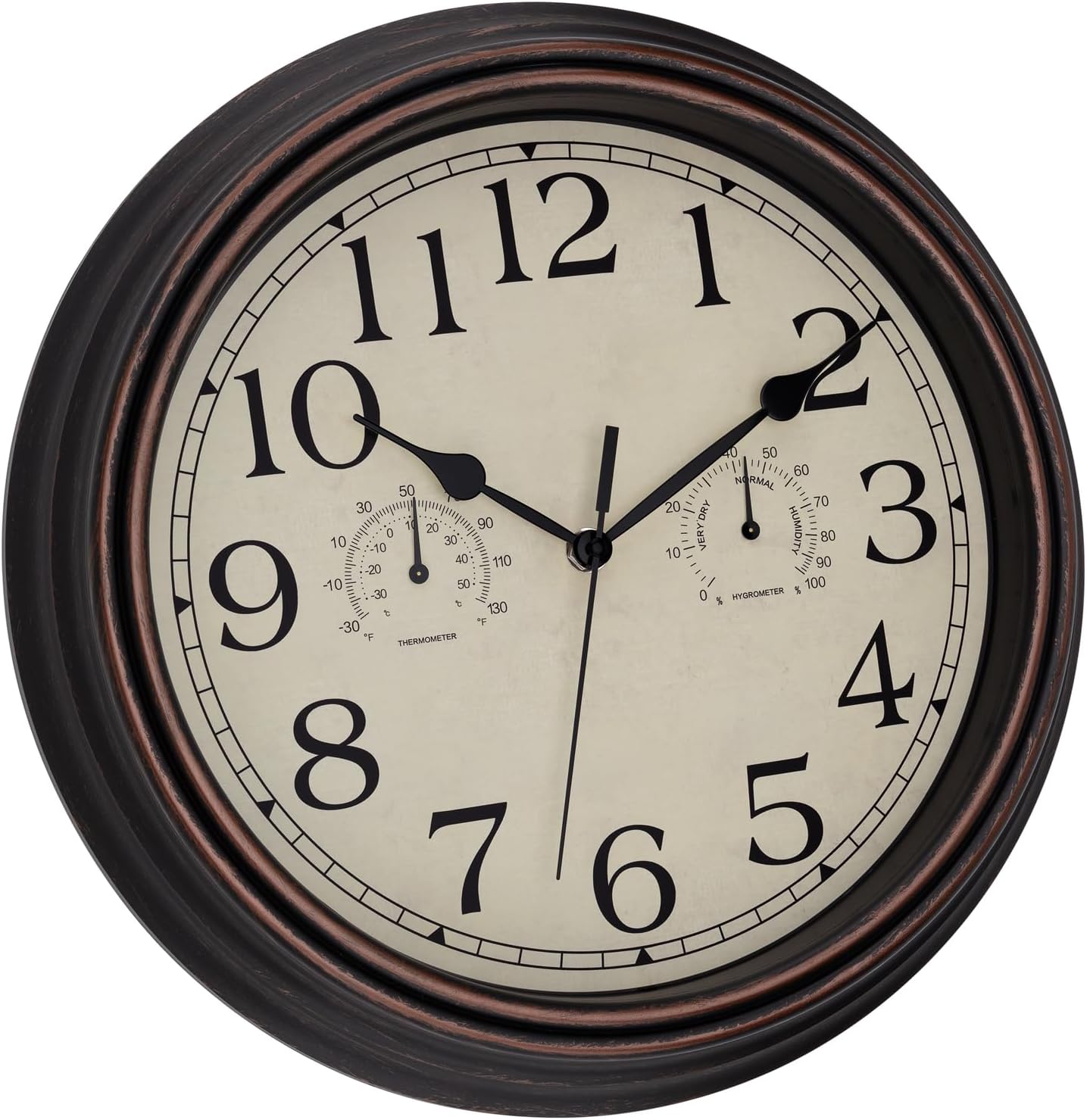 Foxtop Retro Silent Non-Ticking Round Classic Clock Quartz Decorative Battery Operated Wall Clock for Living Room Kitchen Home Office 12 Inch (Bronze)