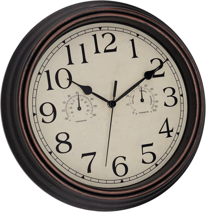 Foxtop Retro Silent Non-Ticking Round Classic Clock Quartz Decorative Battery Operated Wall Clock for Living Room Kitchen Home Office 12 Inch (Bronze)