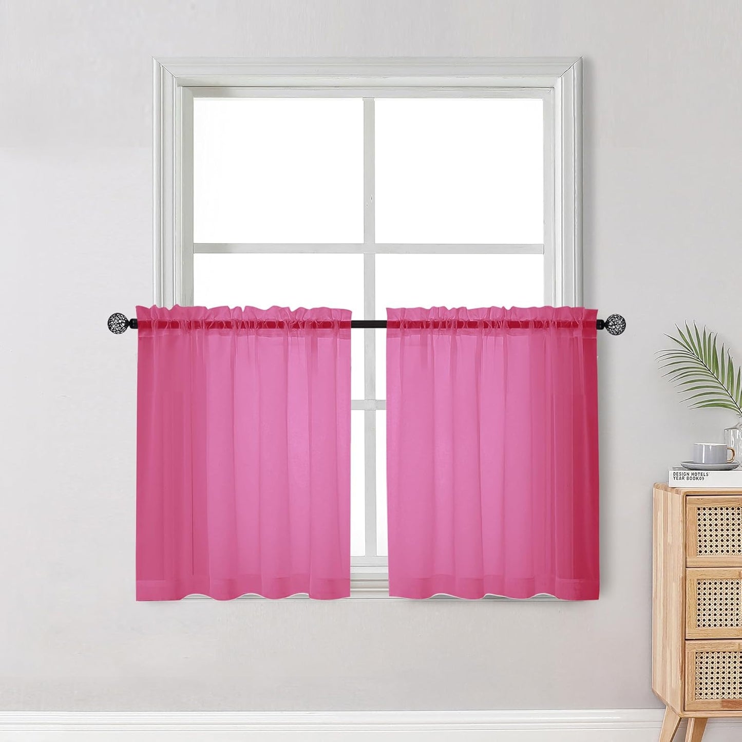 OWENIE Sheer Curtains 84 inches Long 2 Panels Set for Living Room/Bedroom, Rod Pocket Voile Sheer Panel Drapes, White, 2pcs, Each 42" W x 84" L - Colors B