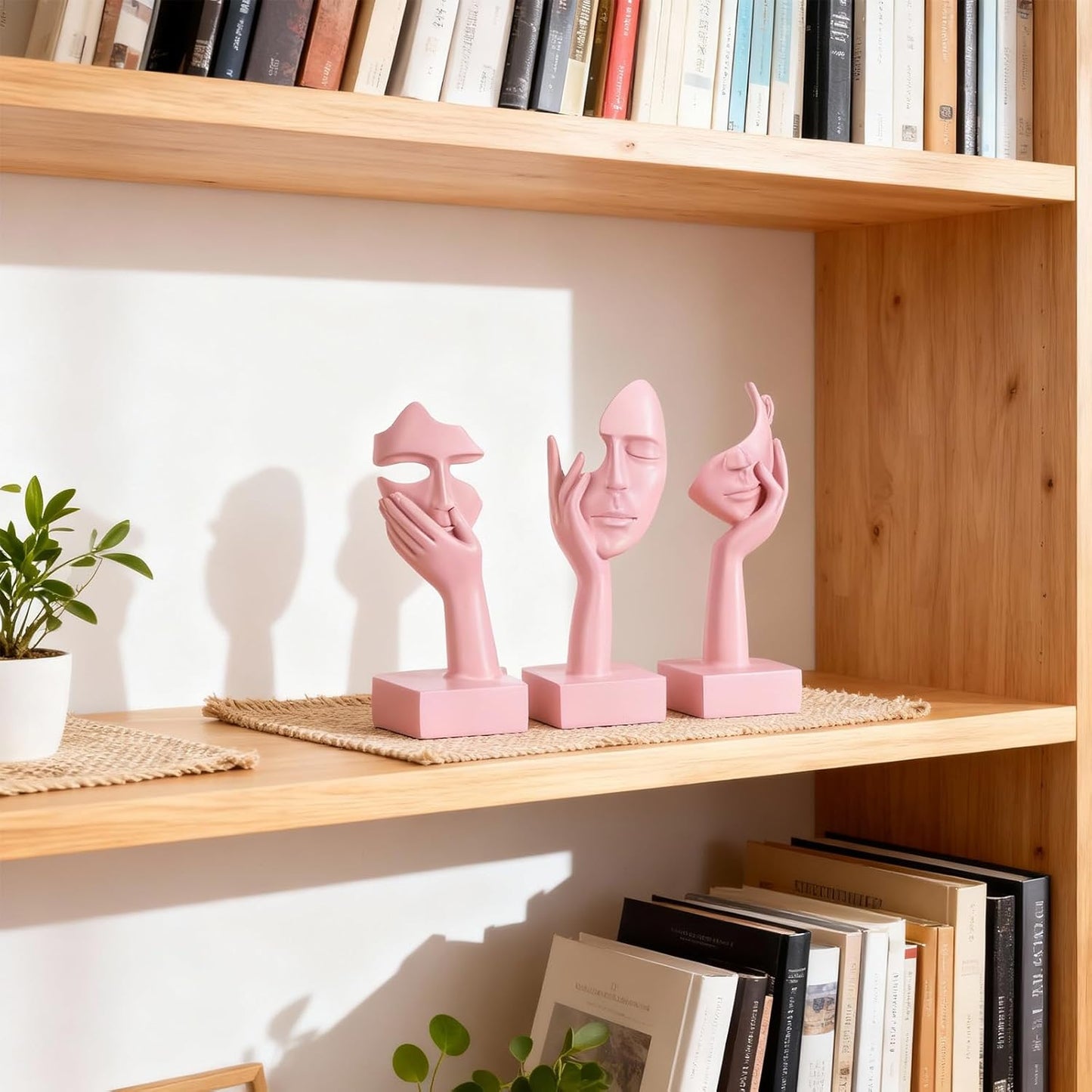 3 Pcs Thinker Small Statue Set - Black Gold Home Decor Abstract Art Figurines for Shelves, Living Room Coffee Table, Office Desktop (3 Pcs Gold, 6")