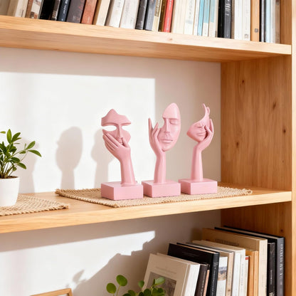 3 Pcs Thinker Small Statue Set - Black Gold Home Decor Abstract Art Figurines for Shelves, Living Room Coffee Table, Office Desktop (3 Pcs Gold, 6")