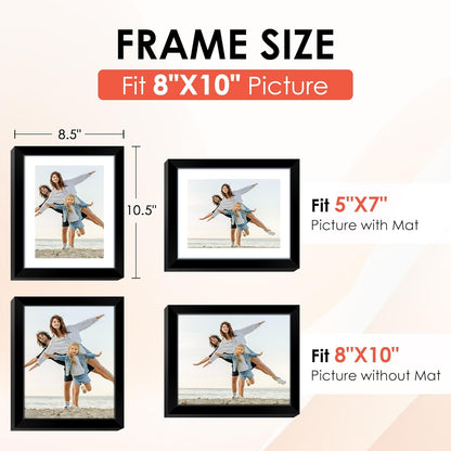 FIXSMITH 10 Pack Picture Frames Collage Wall Decor for Mounting or Tabletop Display, Gallery Wall Frame Set with Two 8x10 Black Frames, Four 5x7 Frames and Four 4x6 Frames, Multi-Pack Photo Frame Set