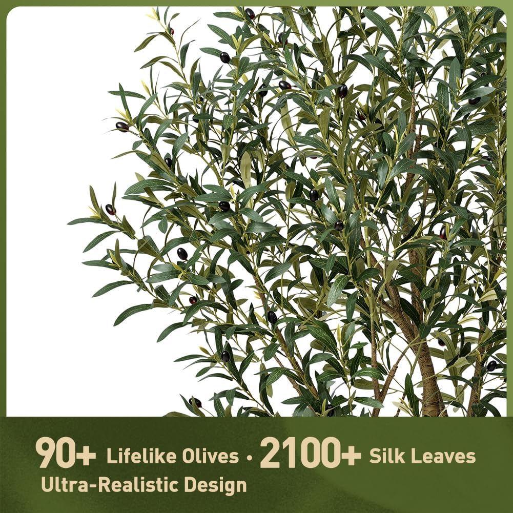 Verinatural Olive Tree Artificial Indoor 6ft - UV Resistant Large Fake Plants - Realistic Faux Olive Tree in Pot - Tall Artificial Plants Outdoor for Home, Patio, Living Room, Office Decor,VN138