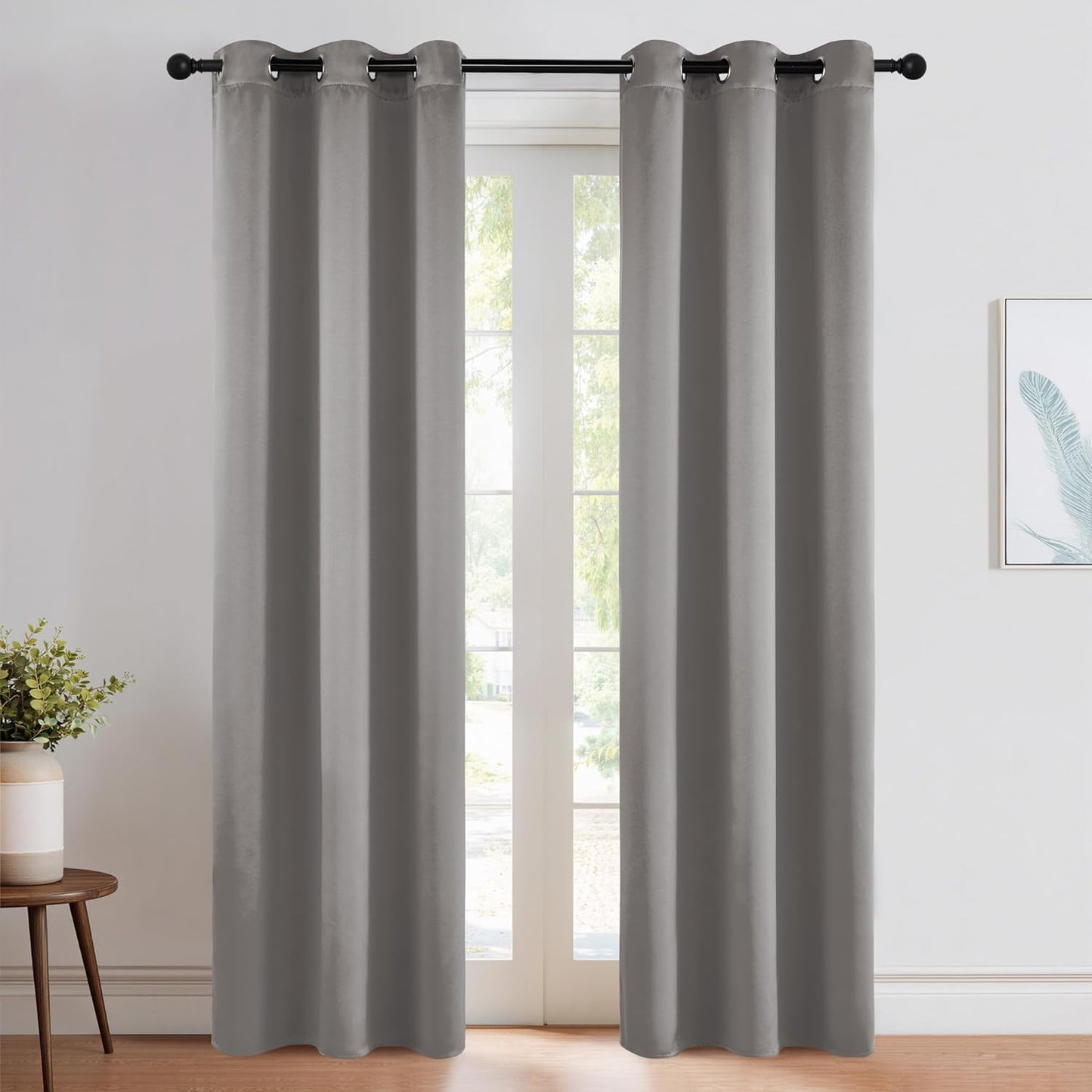 NICETOWN Halloween Pitch Black Solid Thermal Insulated Grommet Blackout Curtains/Drapes for Bedroom Window (2 Panels, 42 inches Wide by 63 inches Long, Black) - Colors C