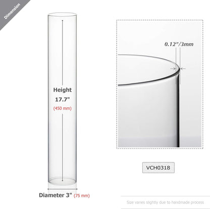 WGVI Hurricane Candle Holder Sleeve, Wide 4", Height 8", Clear Glass Cylinder Candleholder, Chimney Tube, Open Ended Candle Shade, 1 Piece - Colors A