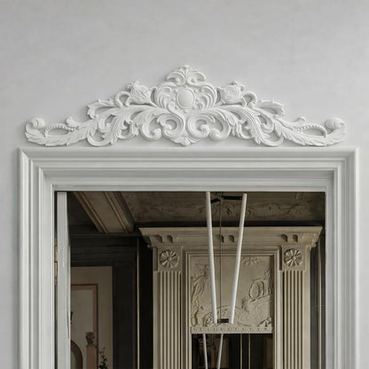 Sintuff 11" H x 43" W x 1" P Door Frame Molding Pediment over Door Large PU Window Frame Decor French Country Decoration for Home Living Room Entryway Wall Art(Elegant Style)