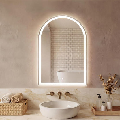 Sweetcrispy 20"x30" Arched Gold Bathroom Mirrors for Wall, Bathroom Mirrors for Over Sink, Metal Framed with HD Shatter-Proof Glass for Entryway, Living Room, Bedroom