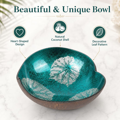 Coconut Bowls Decorative Candy Dish - Heart Acai Bowl, Natural Wooden Candy Dish, Key Bowl Holder for Entryway Table, Yogurt Smoothie Nuts Dessert Container, Rice Fruits Dry Snack Storage Shell Bowls