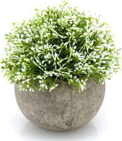 Velener Mini Sage Green Potted Boxwood Topiary Artificial Plants for Home Decor Indoor, Farmhouse House Plant Office Small Desk Shelf Apartment Coffee Bar Bathroom Decor Guest Room, Small Fake Plant