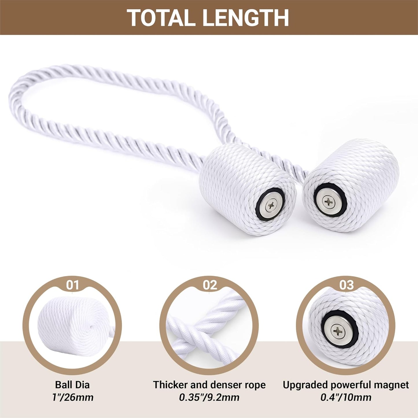 Hion Magnetic Curtain Tiebacks Black 2pcs, Curtain Tiebacks Buckles Holdbacks Holders Hooks Clip for Home Outdoor Bedroom Office Decorative Curtain