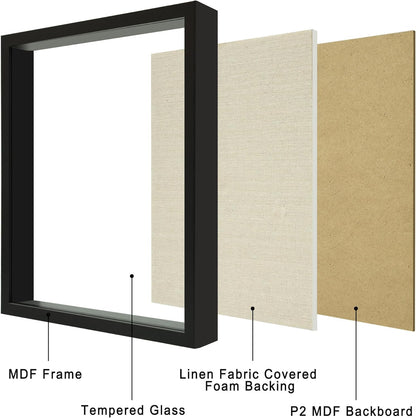 12x16 Large Shadow Box Picture Frame Display Case with Soft Linen Back, White Wooden Memory Shadow Box Frame with Tempered Glass Cover for Wall Display