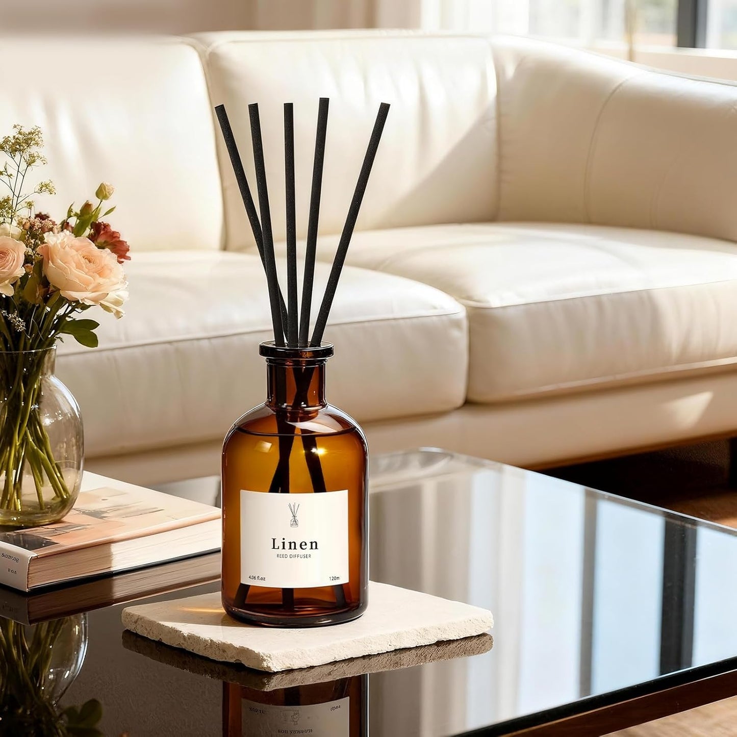 Reed Diffuser Set, 8.12 fl.oz Eucalyptus Scented Diffuser with Sticks, Up to 120 Days, Home Fragrance Reed Diffuser for Bathroom Shelf Decor & Room Freshener, 2 Pack