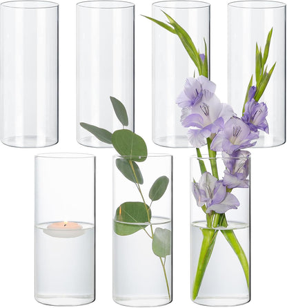SUPMIND 12Pcs Glass Cylinder Vase for Centerpieces 5 Inch Clear Flower Vases Bulk, Glass Hurricane Candle Holder Small Floral Vases for Table, Floating Candle Vase for Wedding Home Décor