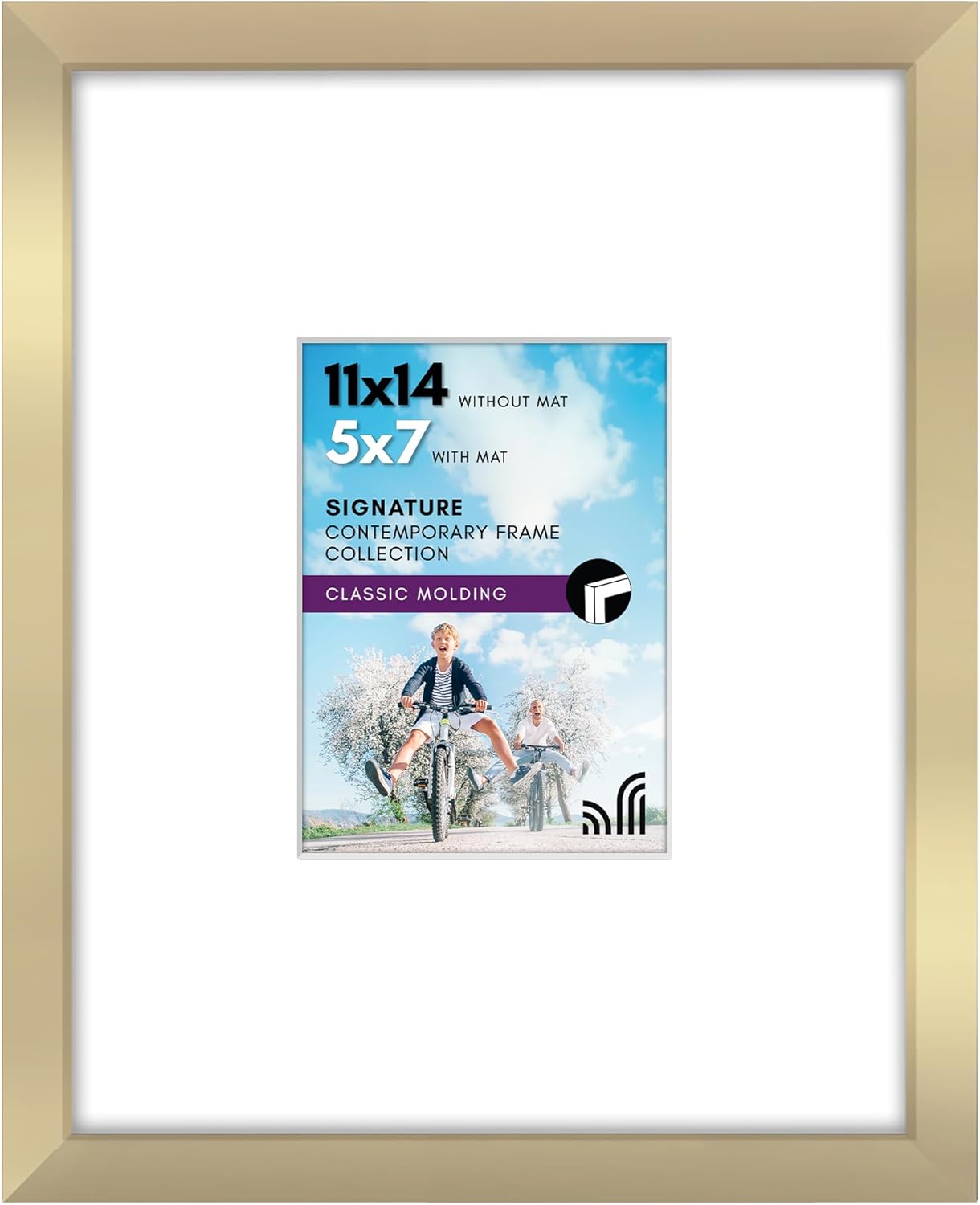 Americanflat 11x14 Picture Frame with Shatter-Resistant Glass - Use as 5x7 Frame with Mat or Display 11x14 Photo Without Mat - Signature Collection - Picture Frames for Wall Display - Black