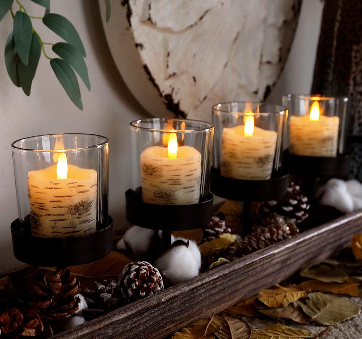 Homemory Flameless Votive Candles with Timer, 2" x 2" Real Wax, 400+Hour Realistic Black Wick Battery Operated Candles, Set of 6 for Wedding, Party and Holiday Decoration (Battery Included)