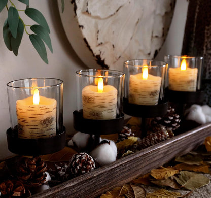 Homemory Flameless Votive Candles with Timer, 2" x 2" Real Wax, 400+Hour Realistic Black Wick Battery Operated Candles, Set of 6 for Wedding, Party and Holiday Decoration (Battery Included)