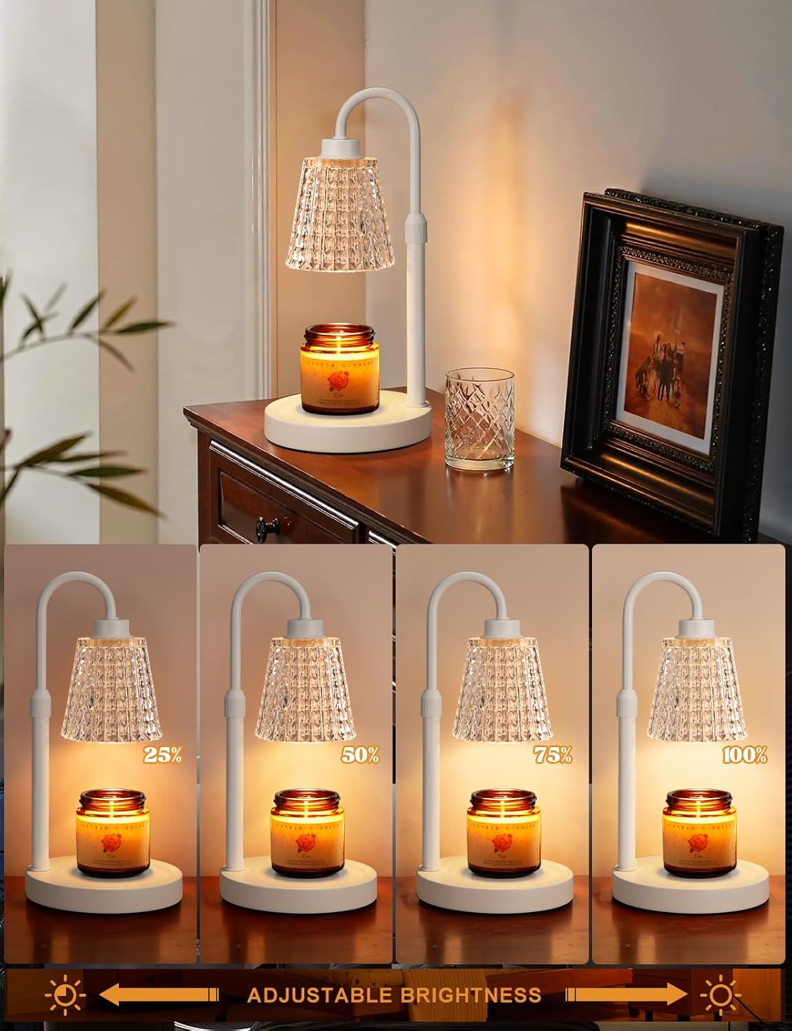 Innqoo Candle Warmer Lamp with Timer, Dimmable Candle Warmer for Jar Candles, Height Adjustable Wax Melts Warmer, Birthday Gifts for Women Mom, House Warming Gifts New Home Decor