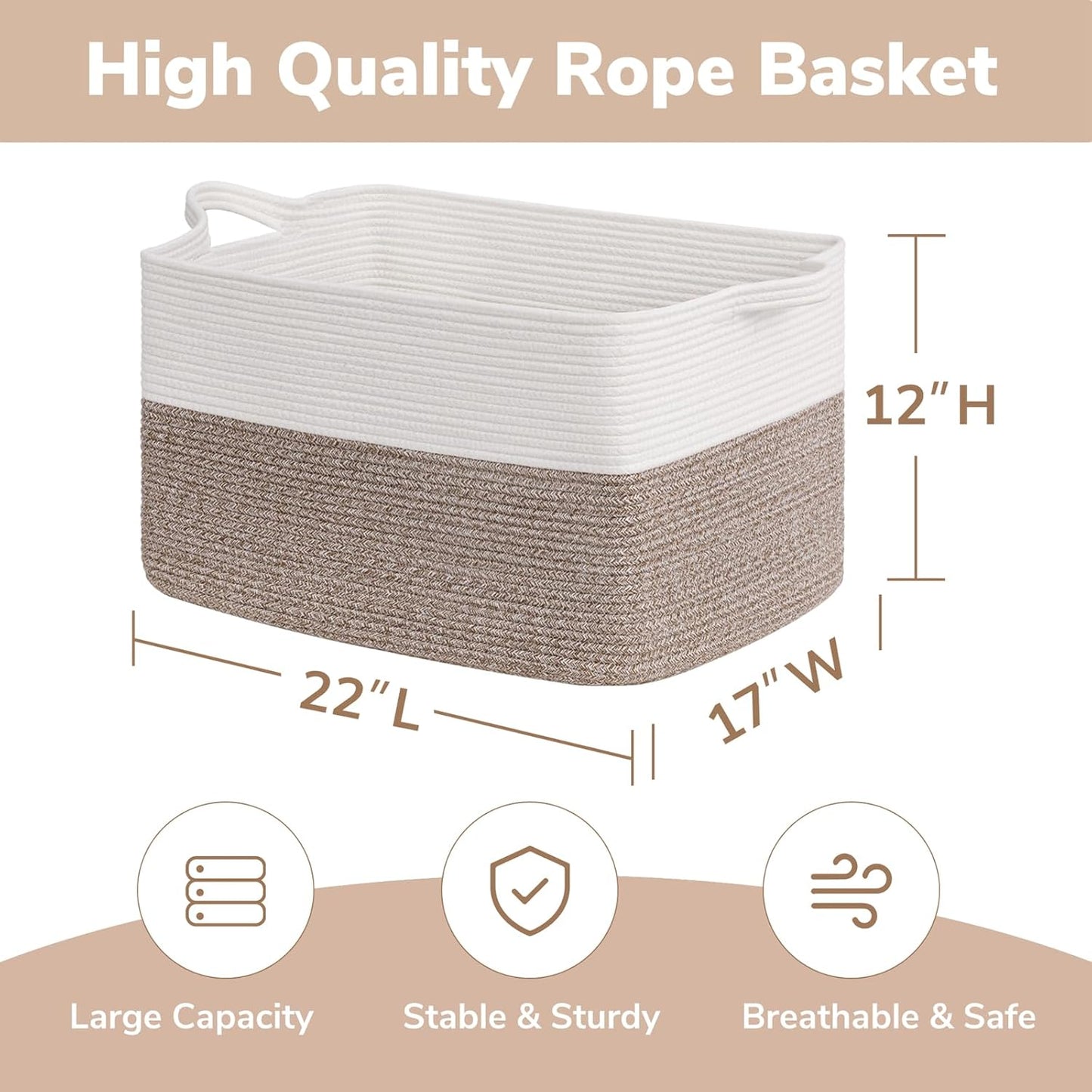 Goodpick Cube Storage Bins - Towel, Book, Cloth, Shoes, Closet Shelf Woven Baskets for Office, Baby Laundry, Toys, 13''x10''x9''