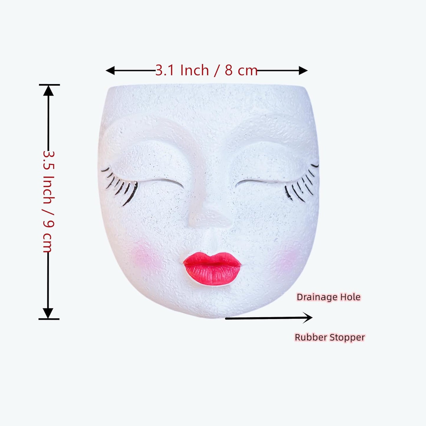Handmade Face Flower Pots Standing Air Kiss Head Planter Pot for Trailing Plants Cute Succulent Planter Resin Planters Funny Face Planters with Anti-Friction Pads White 1Pack