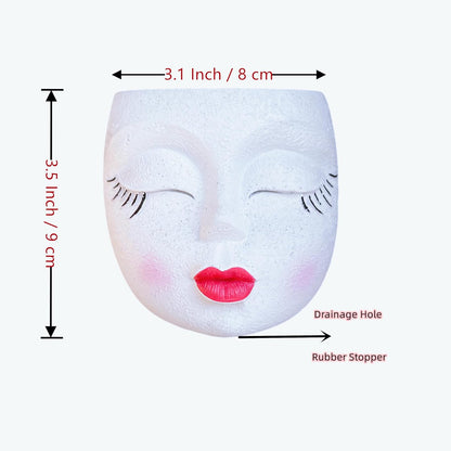 Handmade Face Flower Pots Standing Air Kiss Head Planter Pot for Trailing Plants Cute Succulent Planter Resin Planters Funny Face Planters with Anti-Friction Pads White 1Pack