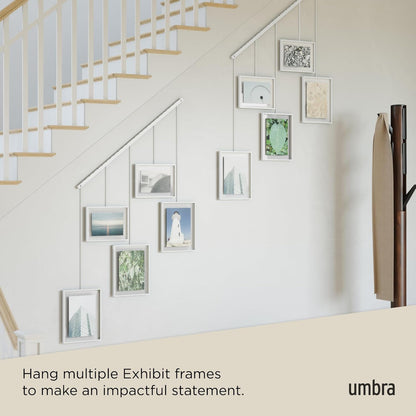 Umbra Exhibit Picture Frame Gallery Set, Adjustable Wall Collage Displays Nine Photos (Four 5x7" and Five 8x10"), Set of 9, Black