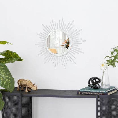 Gold Sunburst Mirrors for Wall Decorative Metal Round Art Mirrors Large Wall Decor Hanging Mirror for Bathroom Bedroom Living Room Vanity Entryway 16"