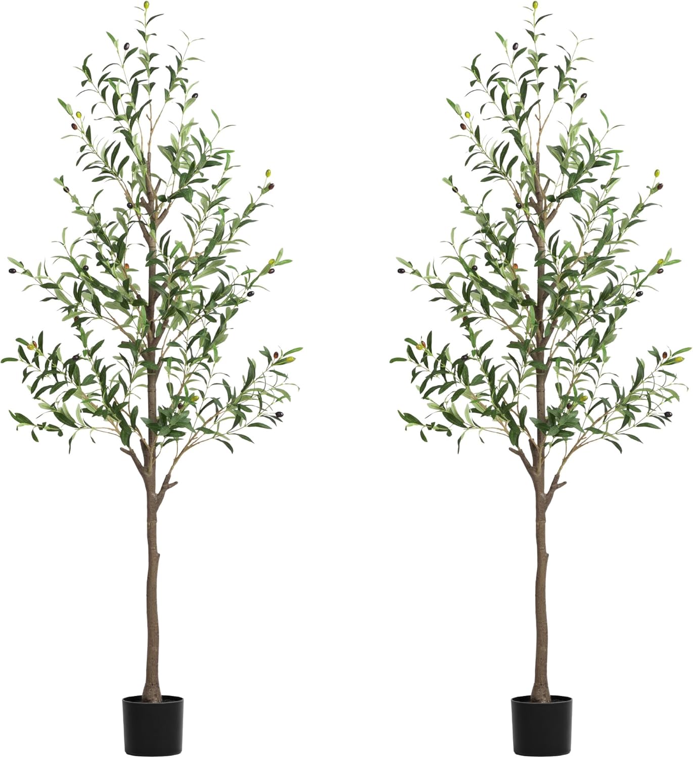Olive Tree Artificial Indoor, 7 FT Faux Olive Trees with Planter, Fake Tall Plants with Natural Trunk and Lifelike Fruits for Home Office Decor(1, 7FT)