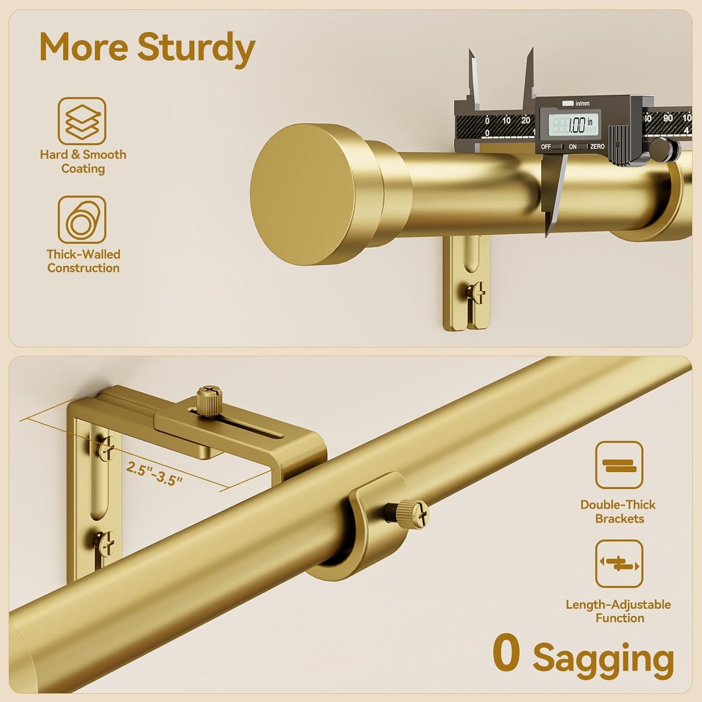 YaFex Curtain Rods 2 Pack 32-144 Inch, Heavy Duty 1 Inch Curtain Rod, Black Extra Long Adjustable Window Treatment Rods, Modern Design, Easy Installation