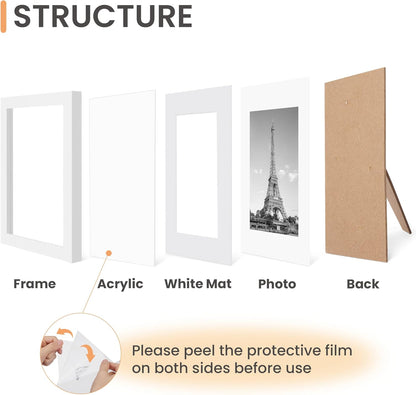 upsimples 5x7 Picture Frame Set of 10, Display Pictures 4x6 with Mat or 5x7 Without, Multi Photo Frames Collage for Wall or Tabletop Display, Black