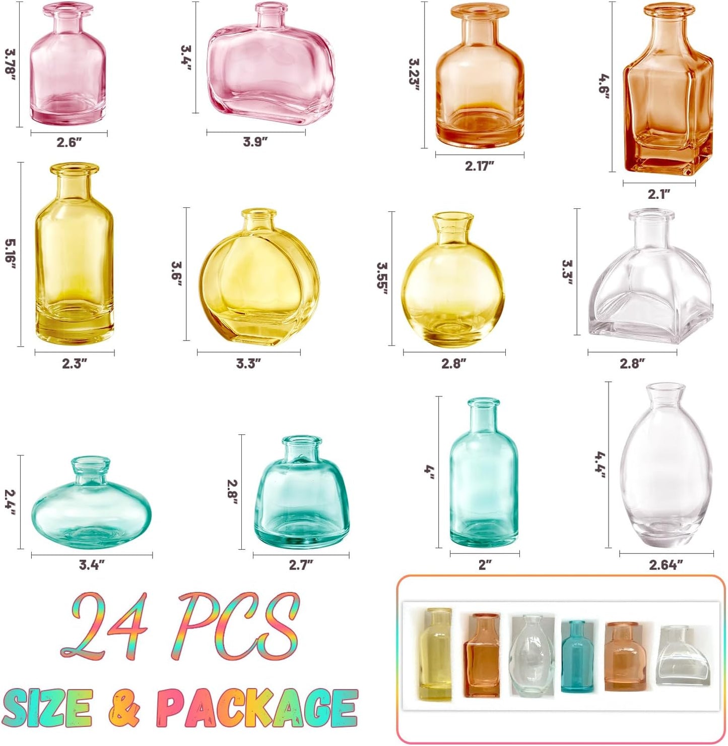 Bud Vases Set of 12, Clear Glass Bud Vase in Bulk, Small Vases for Centerpiece Mini Modern Flower Vase Transparent, Wedding Party Table Home Decor