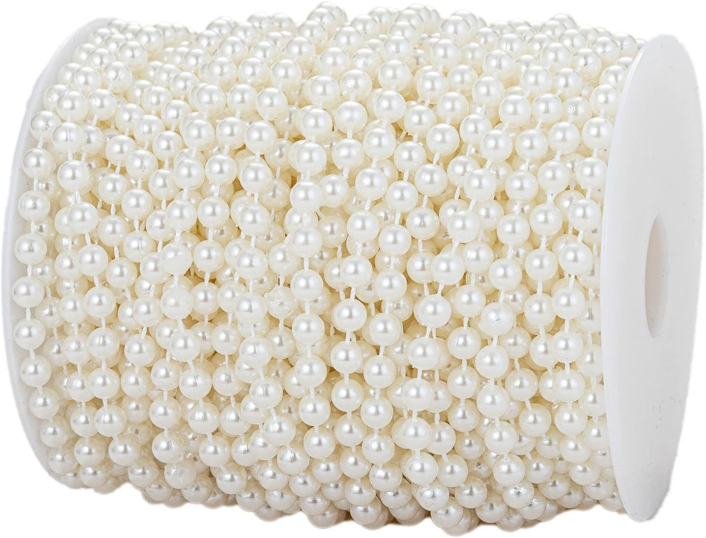 3mm Millet Beads Crafts Faux Pearl Beads Garland Pearl Bead Roll Strand of Pearls to Decorate Floral Centerpieces Wedding Party Favor Christmas Tree(33 Feet Ivory)