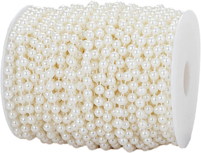 3mm Millet Beads Crafts Faux Pearl Beads Garland Pearl Bead Roll Strand of Pearls to Decorate Floral Centerpieces Wedding Party Favor Christmas Tree(33 Feet Ivory)