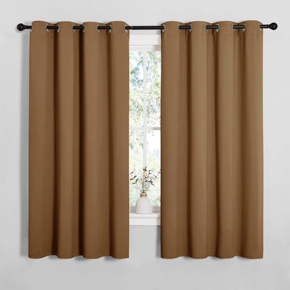 NICETOWN Halloween Pitch Black Solid Thermal Insulated Grommet Blackout Curtains/Drapes for Bedroom Window (2 Panels, 42 inches Wide by 63 inches Long, Black) - Colors A