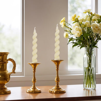5 Inch Spirat Tapared Candles 10 Pack,0.78" Diameter Ivory Naturel Bee Candles Candlestick,7 Hours Long Lasting Smokeless and Unscented for Home Decoration