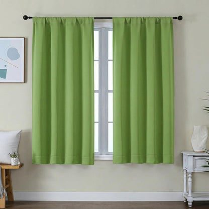 Simplebrand Ava Sage Green Blackout Curtains for Bedroom 63 Inch Length 2 Panels Set, Solid Thermal Insulated Energy Saving Rod Pocket Window Treatment Curtains Blackout Drapes, W40 x L63 Inch, Sage - Colors C