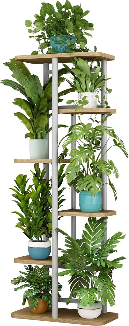 LINZINAR Plant Stand Indoor 4 Tier 5 Potted Multiple Plant Shelf Stands for Garden Corner Balcony Living Room Black