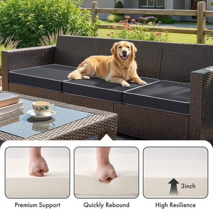MIULEE Beige Outdoor Bench Cushion Set of 1, 48x18x3 Inch Waterproof Patio Seat Cushions for Swing and Outdoor Furniture Couch Sofa, 3 Year Color Fastness High Density Foam with Adjustable Ties