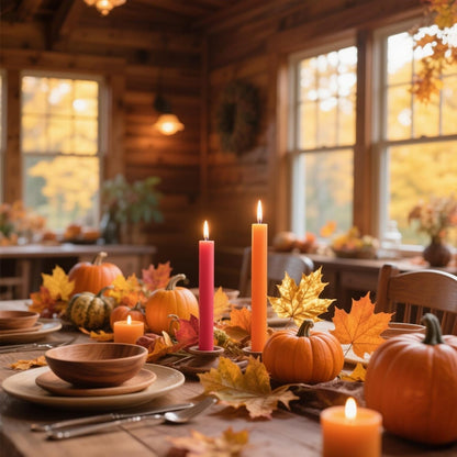 12-Pack Earth Tone Taper Candles, 10 Inch Unscented Dripless Candlesticks, Long-Lasting Burn Time of 7-8 Hours, Perfect for Fall Harvest Halloween Thanksgiving Dinners Parties and Home Décor