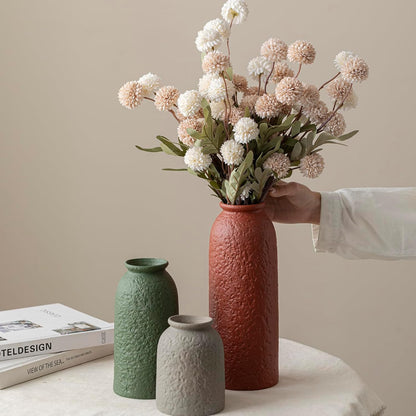 10.4 inches Tall Decorative Ceramic Vase Set, 3 Pieces, Nordic Modern Boho Style, White, Modern Farmhouse for Home Decor (Coffee Mix)