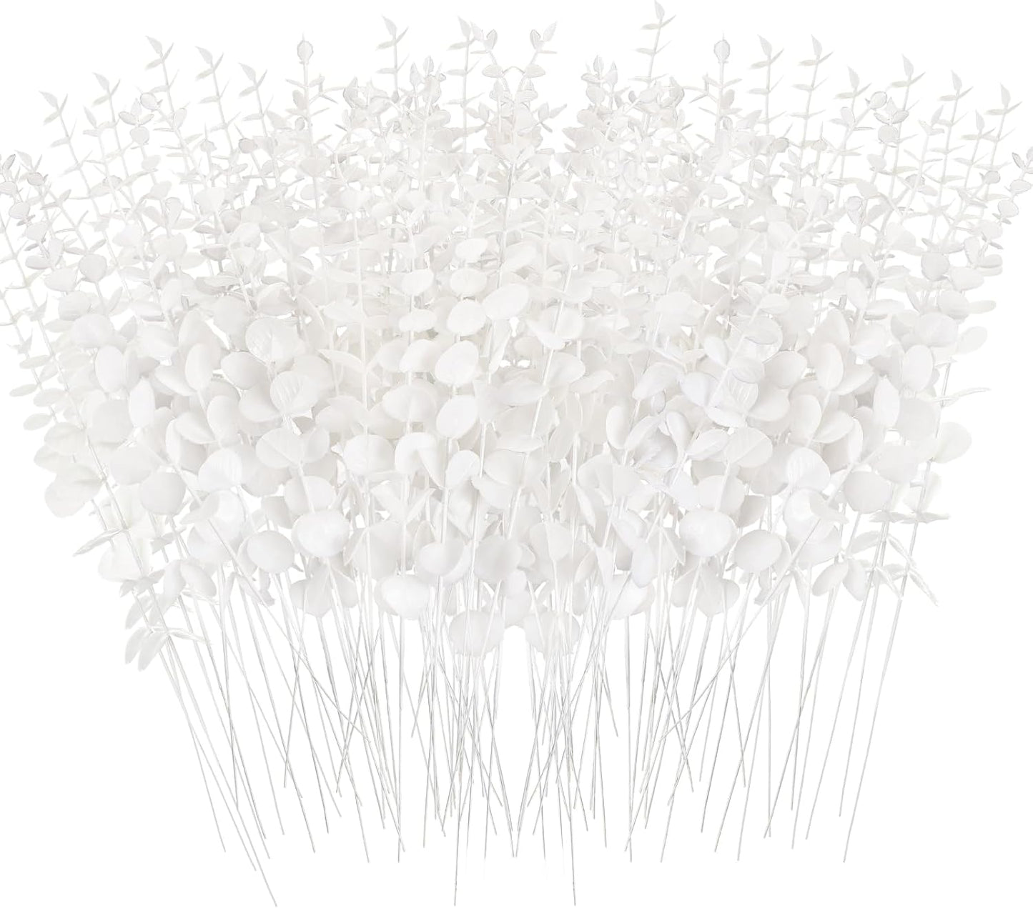 Canlierr 100 Pcs Eucalyptus Stems Faux Greenery Artificial Eucalyptus Leaves Decor Greenery Stems Branch for Wedding Centerpiece Flower Bouquet Farmhouse Home (Dark Green)