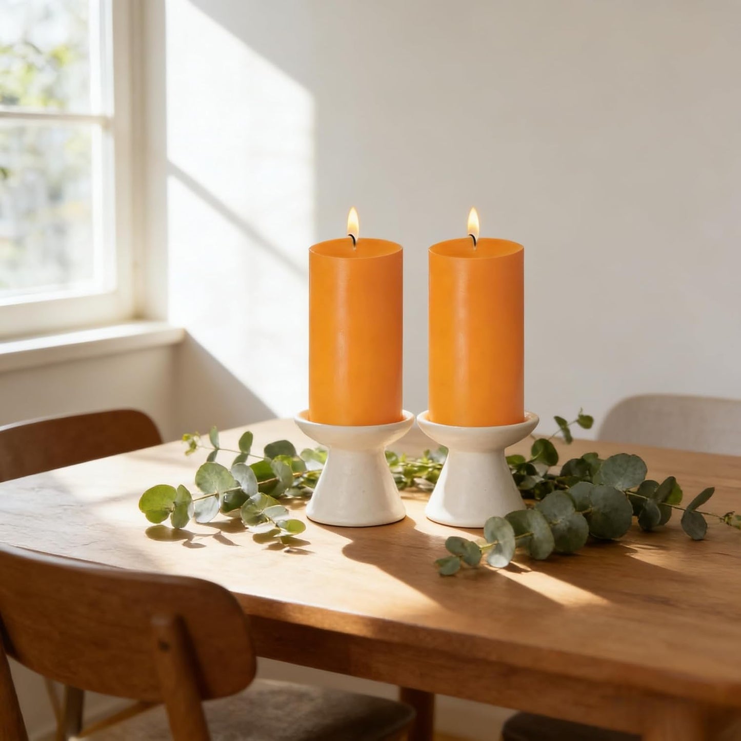 2 Pack 3x6 Inch Sage Green Unscented Pillar Candles - 70 Hour Long Burning Dripless Smokeless Candles for Home Decor Weddings Festivals Spa Meditation